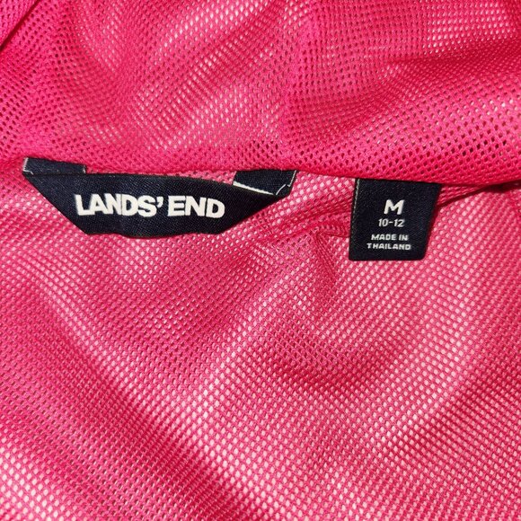 Lands End Girls Medium 10/12 Pink Hooded Windbreaker Jacket 3486 - Picture 4 of 8